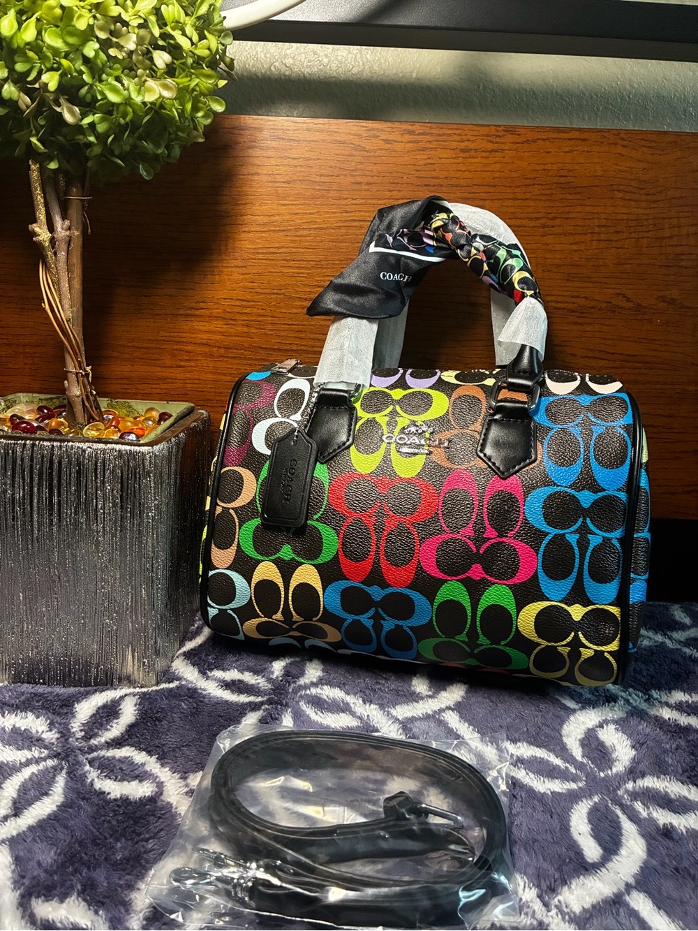 Coach Rainbow Signature Rowan Satchel Bag Limited Edition Pride - Picture 2 of 5